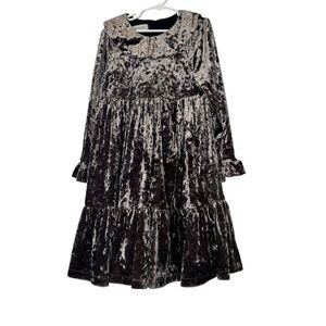Nueces Spain brown silvery brushed Velvet Kids Dress Sz 8
